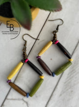 Load image into Gallery viewer, Colorful Triangle Bone Barrel Bead Dangle Earrings
