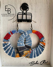 Load image into Gallery viewer, "Boho Chic" Fabric Wrapped Wood Hoop Earrings
