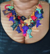 Load image into Gallery viewer, &quot;Rangi&quot; Abstract Coconut Chip &amp; Wood Signature Junk Jewel Necklace
