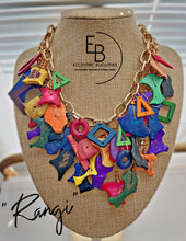 Load image into Gallery viewer, &quot;Rangi&quot; Abstract Coconut Chip &amp; Wood Signature Junk Jewel Necklace
