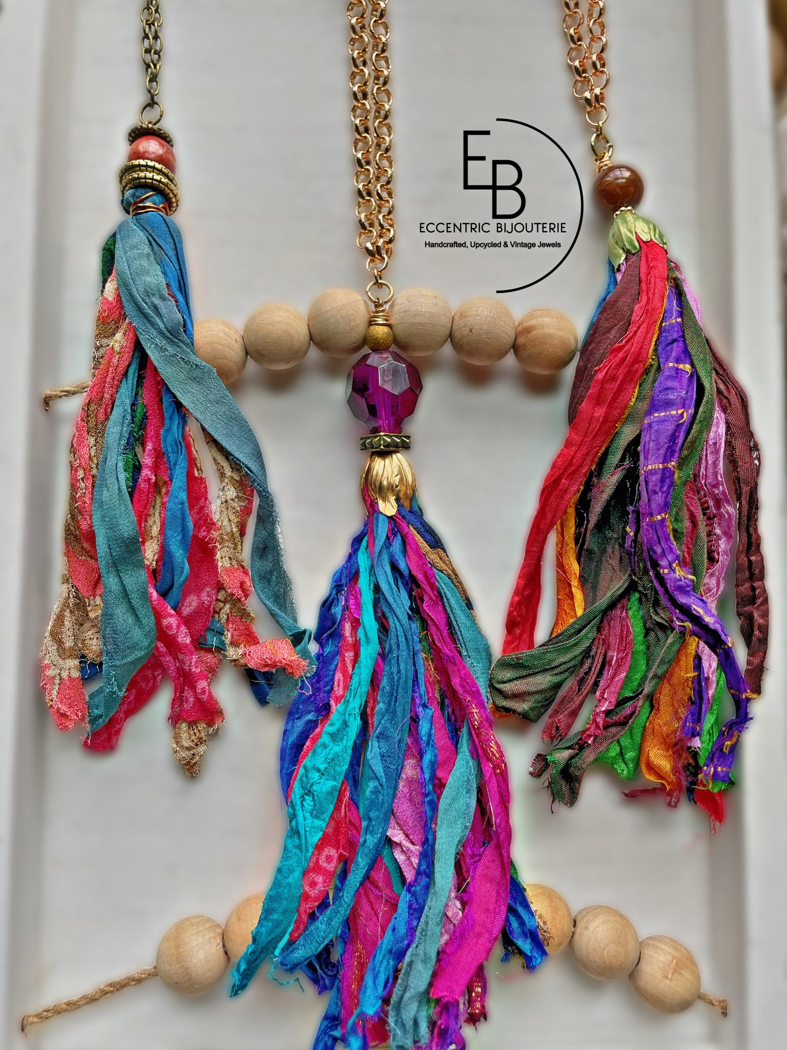 Sari silk hot sale tassel necklace