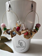 Load image into Gallery viewer, &quot;Vibrant Soul&quot; Mixed Bead &amp; Coconut Chip Hoops
