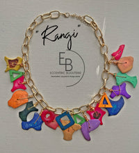 Load image into Gallery viewer, &quot;Rangi&quot; Abstract Coconut Chip &amp; Wood Signature Junk Jewel Necklace
