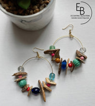 Load image into Gallery viewer, &quot;Vibrant Soul&quot; Mixed Bead &amp; Coconut Chip Hoops
