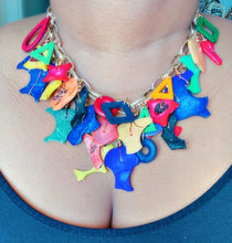 Load image into Gallery viewer, &quot;Rangi&quot; Abstract Coconut Chip &amp; Wood Signature Junk Jewel Necklace
